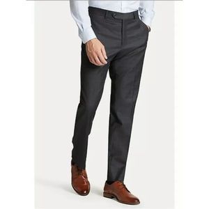 TOMMY HILFIGER Mens Tyler Gray Windowpane Slim Fit Flat Front Dress Pants